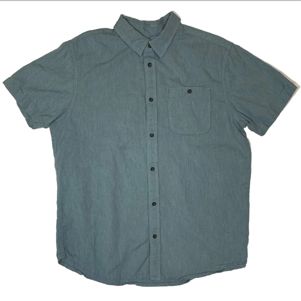 Men’s Prana Casual Short Sleeve Button Up Blue Shirt w/ Pocket Size Medium